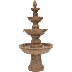 Sunnydaze Decor 4-Tier Pineapple Outdoor Water Fountain