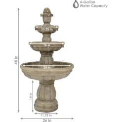 Sunnydaze Decor 3-Tier Outdoor Water Fountain -Sunny Decor Shop 357809 PT3. AC SS1800 V1641948731