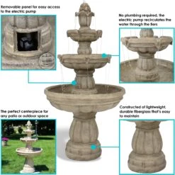 Sunnydaze Decor 3-Tier Outdoor Water Fountain -Sunny Decor Shop 357809 PT4. AC SS1800 V1641945404