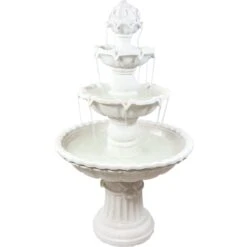 Sunnydaze Decor 4-Tier White Electric Water Fountain