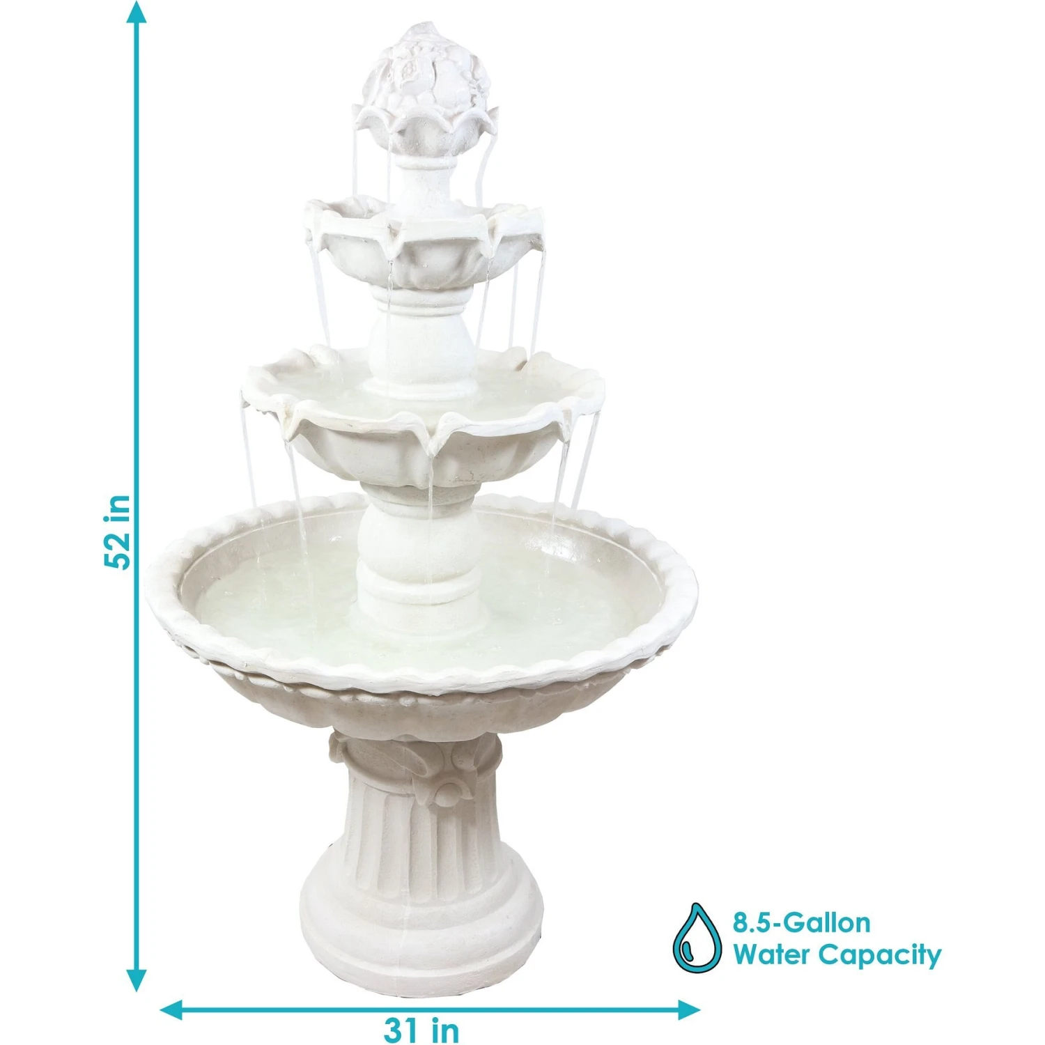 Sunnydaze Decor 4-Tier White Electric Water Fountain 6 Sunnydaze Decor 4-Tier White Electric Water Fountain - Image 4