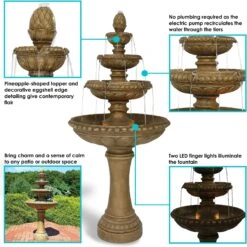 Sunnydaze Decor 4-Tier Outdoor Patio Electric Eggshell Water Fountain -Sunny Decor Shop 357815 PT4. AC SS1800 V1641940664