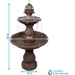 Sunnydaze Decor 2-Tier Curved Plinth Outdoor Water Fountain -Sunny Decor Shop 357817 PT3. AC SS1800 V1641945385