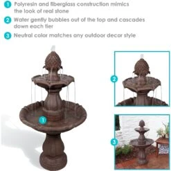 Sunnydaze Decor 2-Tier Curved Plinth Outdoor Water Fountain -Sunny Decor Shop 357817 PT4. AC SS1800 V1641941535
