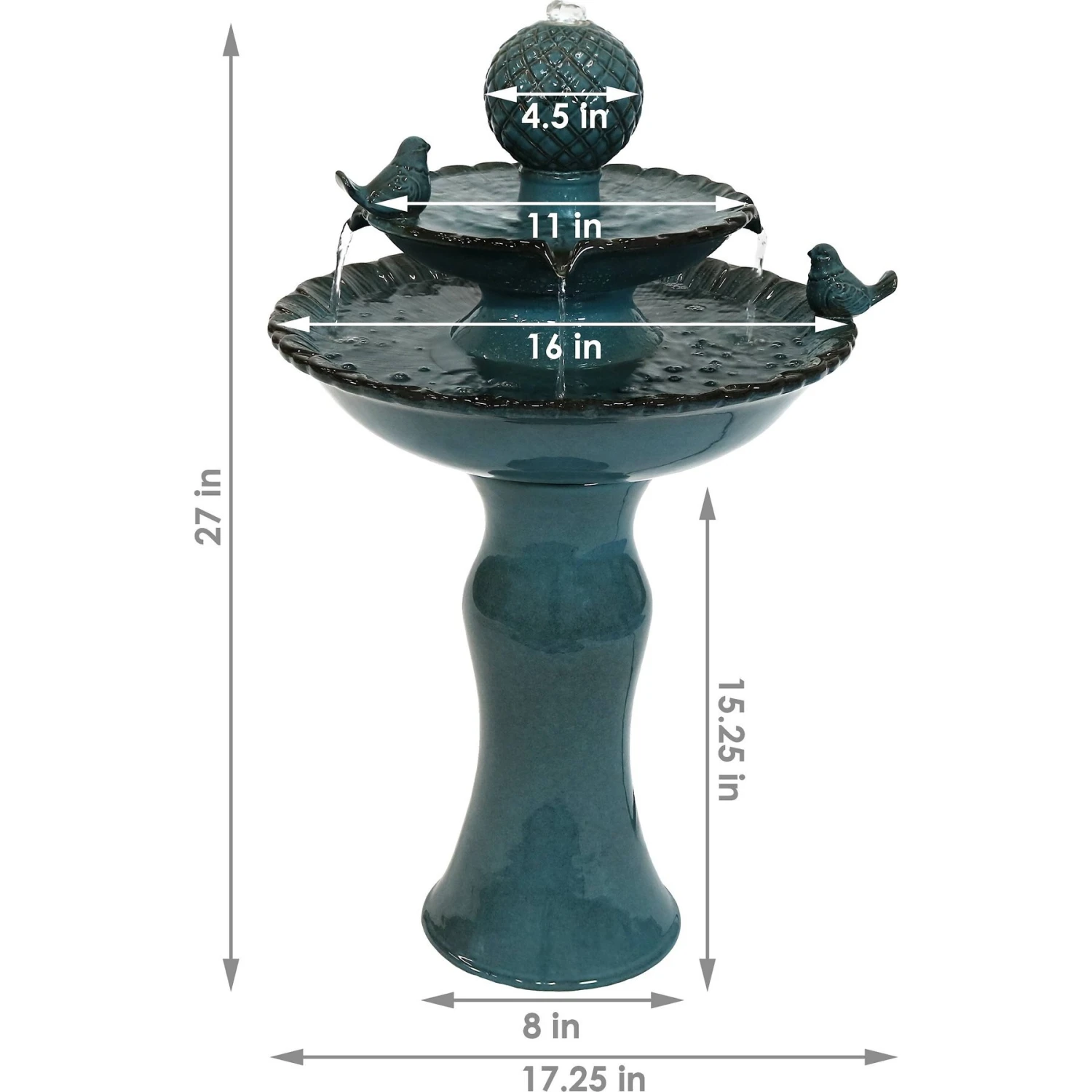 Sunnydaze Decor 2-Tier Resting Birds Ceramic Outdoor Water Fountain 6 Sunnydaze Decor 2-Tier Resting Birds Ceramic Outdoor Water Fountain - Image 4