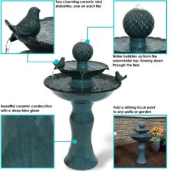 Sunnydaze Decor 2-Tier Resting Birds Ceramic Outdoor Water Fountain 15 Sunnydaze Decor 2-Tier Resting Birds Ceramic Outdoor Water Fountain -Sunny Decor Shop 357829 PT4. AC SS1800 V1641948096