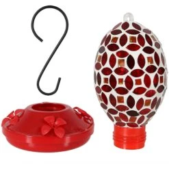 Sunnydaze Decor Red Mosaic Glass Flower Hummingbird Feeder -Sunny Decor Shop 357833 PT4. AC SS1800 V1642190207