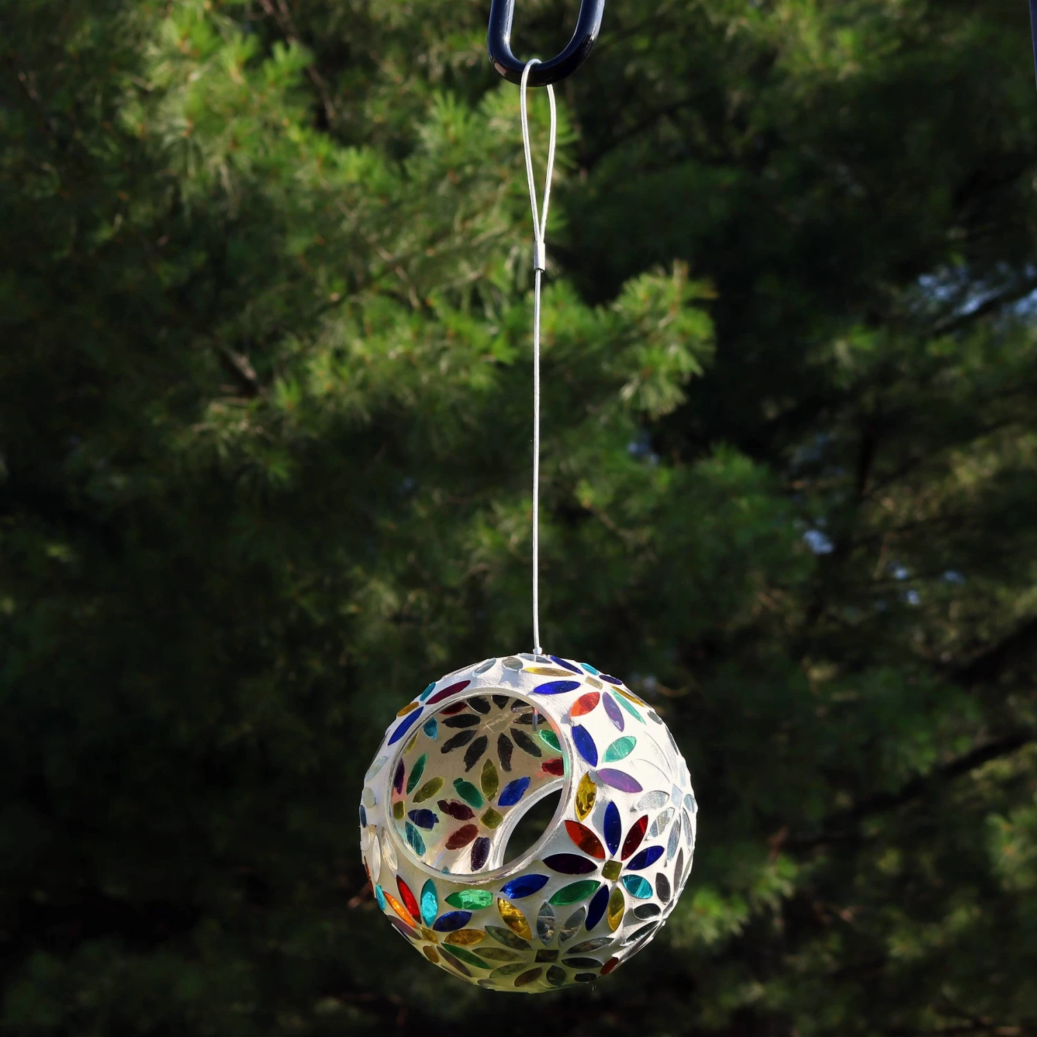 Sunnydaze Decor Rainbow Daisies Mosaic Glass Fly-Through Hanging Bird Feeder 10 Sunnydaze Decor Rainbow Daisies Mosaic Glass Fly-Through Hanging Bird Feeder - Image 8