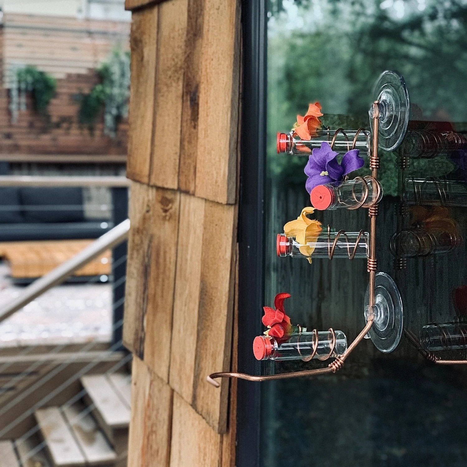 Sweet Feeders Classic Window Bird Feeder, Copper, 4 Station 4 Sweet Feeders Classic Window Bird Feeder, Copper, 4 Station - Image 2