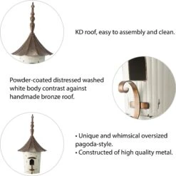 Glitzhome Farmhouse Metal Pagoda Birdhouse With Bronze Roof -Sunny Decor Shop 368220 PT2. AC SS1800 V1663106370
