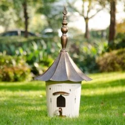 Glitzhome Farmhouse Metal Pagoda Birdhouse With Bronze Roof -Sunny Decor Shop 368220 PT3. AC SS1800 V1663106728