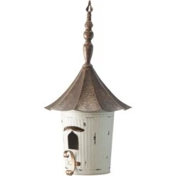Glitzhome Farmhouse Metal Pagoda Birdhouse With Bronze Roof -Sunny Decor Shop 368220 PT5. AC SS1800 V1663106176