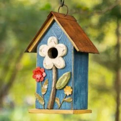 Glitzhome Distressed Solid Wood Birdhouse With 3D Flowers 17 Glitzhome Distressed Solid Wood Birdhouse With 3D Flowers -Sunny Decor Shop 368229 PT7. AC SS1800 V1645641989