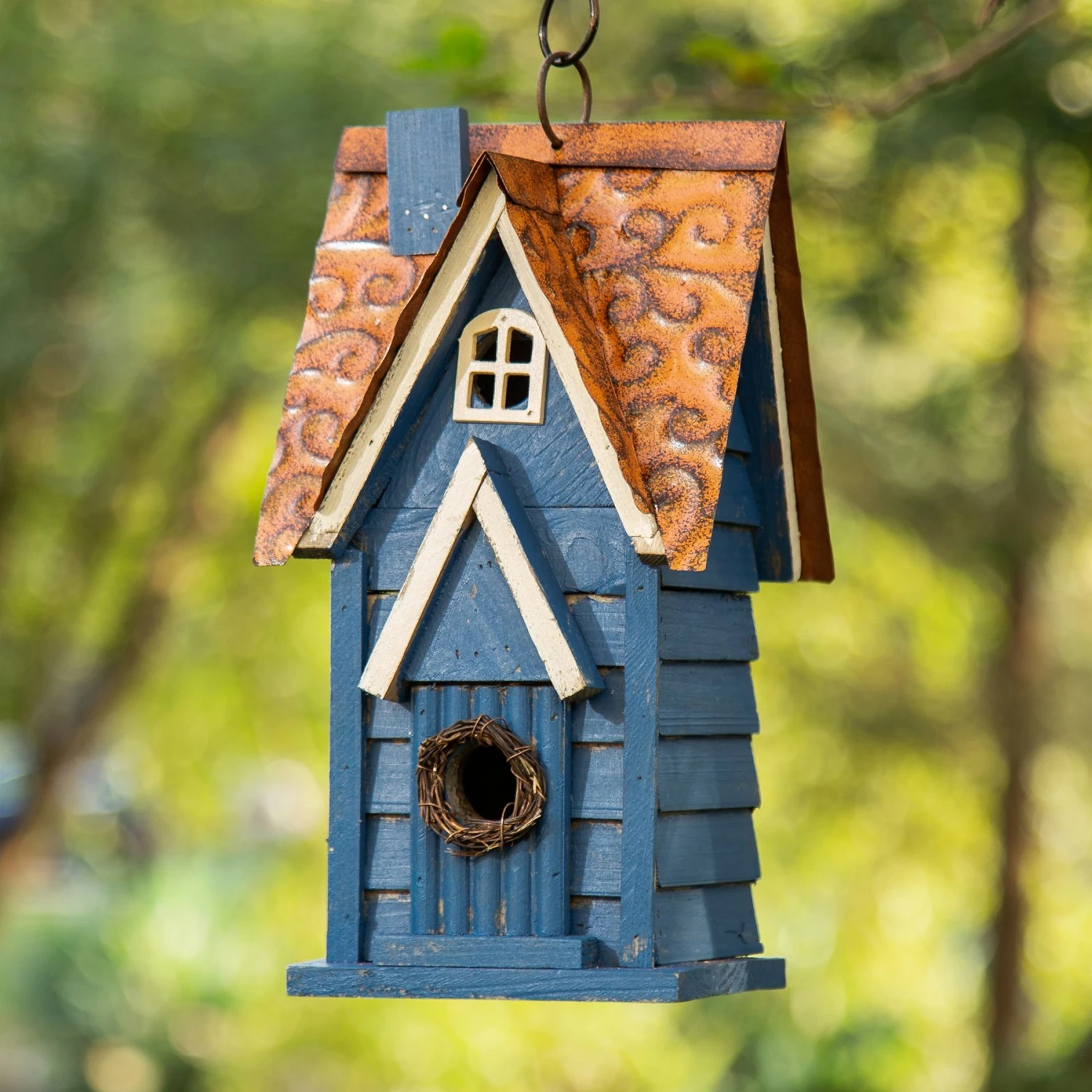 Glitzhome Distressed Solid Wood Cottage Birdhouse 7 Glitzhome Distressed Solid Wood Cottage Birdhouse - Image 5