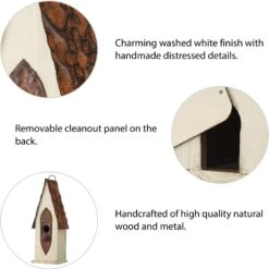 Glitzhome Washed White Distressed Solid Wood Birdhouse -Sunny Decor Shop 368236 PT2. AC SS1800 V1663106848