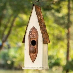 Glitzhome Washed White Distressed Solid Wood Birdhouse -Sunny Decor Shop 368236 PT4. AC SS1800 V1663106491