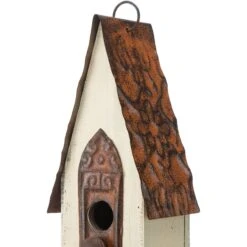 Glitzhome Washed White Distressed Solid Wood Birdhouse -Sunny Decor Shop 368236 PT5. AC SS1800 V1663106844