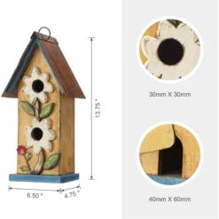 Glitzhome Two-Tiered Distressed Solid Wood Birdhouse With 3D Flowers 11 Glitzhome Two-Tiered Distressed Solid Wood Birdhouse With 3D Flowers -Sunny Decor Shop 368246 PT1. AC SS1800 V1663106236
