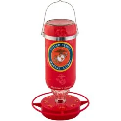 Hummer's Galore United States Marine Corp Hummingbird Feeder, Red, 32-oz