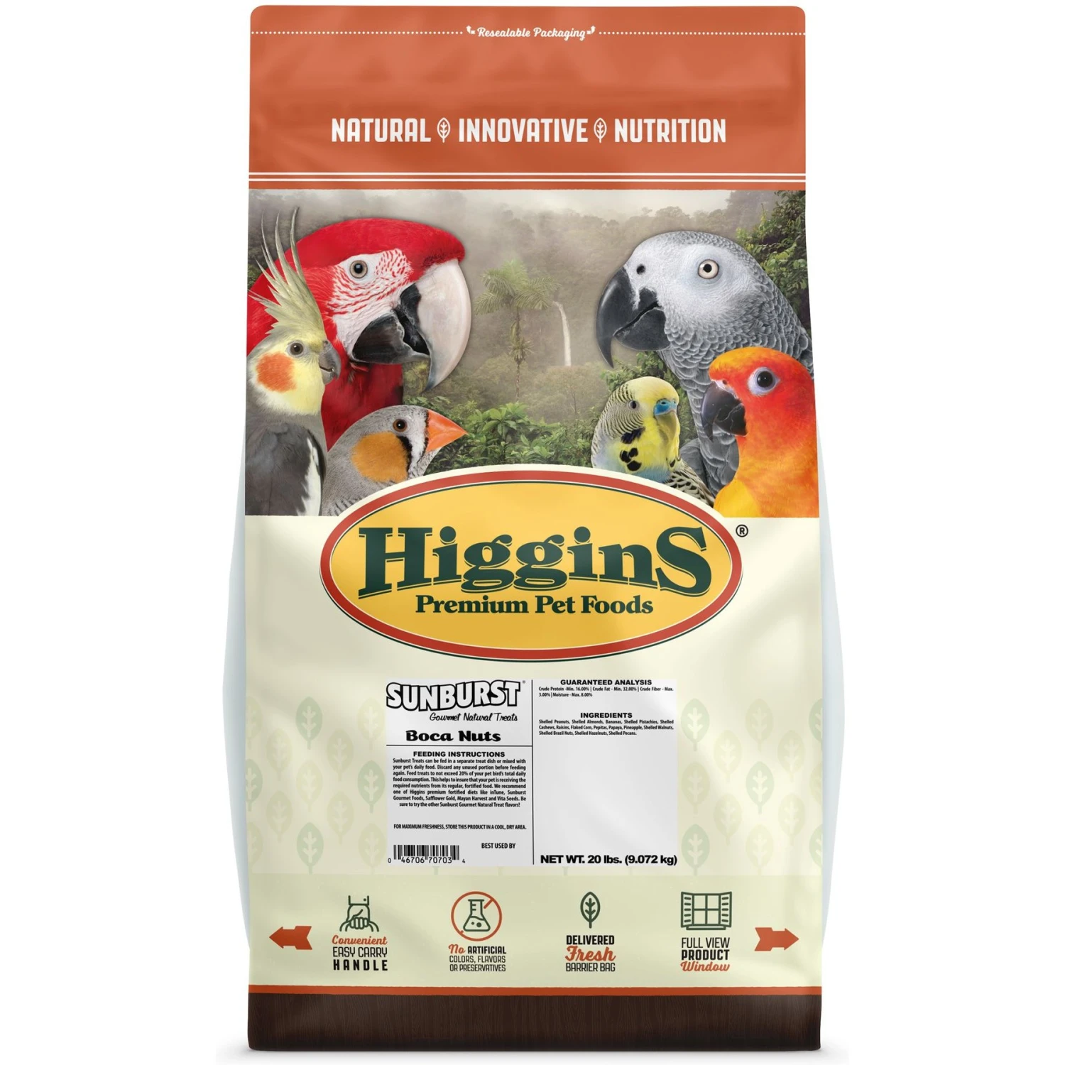 Higgins Sunburst Gourmet Treats No Shell Boca Nuts Macaw & Parrot Bird Treats, 20-lb Bag 3 Higgins Sunburst Gourmet Treats No Shell Boca Nuts Macaw & Parrot Bird Treats, 20-lb Bag