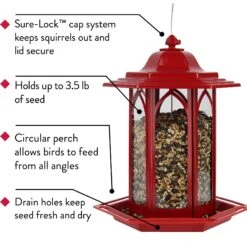 Perky-Pet Brick Red Gazebo Bird Feeder, 3.5-lb -Sunny Decor Shop 533350 PT5. AC SS1800 V1652467624