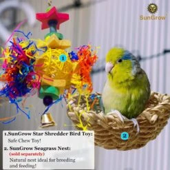 SunGrow Paper Shred With Chew Blocks Parakeet & Cockatiel Foraging & Cage Hanging Accessory -Sunny Decor Shop 579310 PT5. AC SS1800 V1658190877