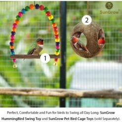 SunGrow Colorful Beaded Parakeet Bird Swing & Perch Stand With Mini Bells Cage Accessories -Sunny Decor Shop 640734 PT5. AC SS1800 V1678993439