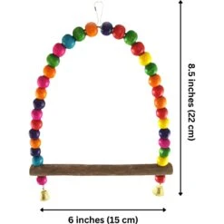 SunGrow Colorful Beaded Parakeet Bird Swing & Perch Stand With Mini Bells Cage Accessories -Sunny Decor Shop 640734 PT6. AC SS1800 V1678994055