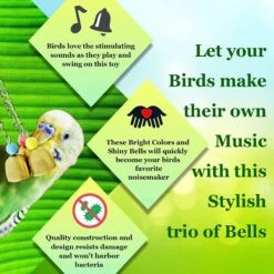 SunGrow Parrot Hanging Ring Bell Bird Toys Cage Accesories, 3 Count, 7.9-inch -Sunny Decor Shop 640750 PT2. AC SS1800 V1678999227