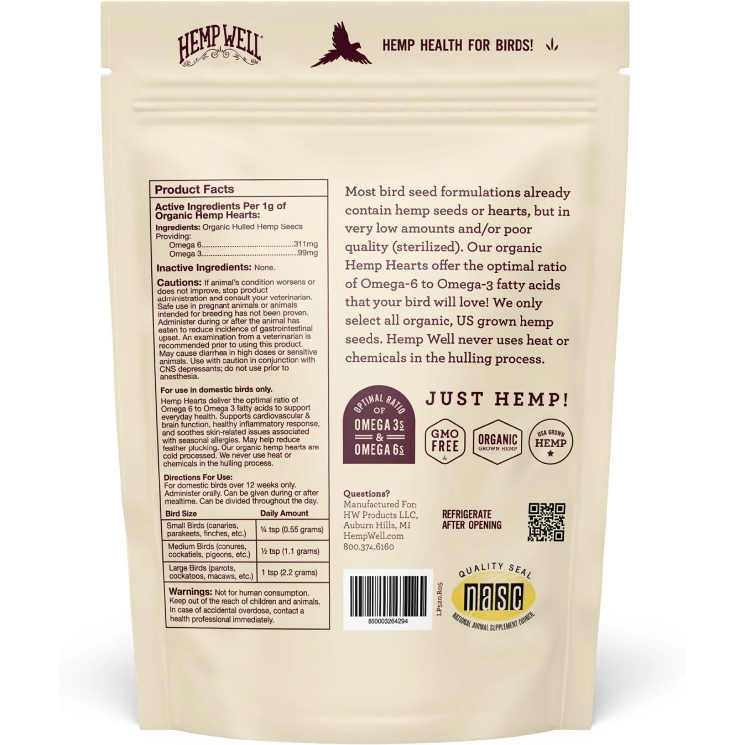 Hemp Well Bird Hemp Hearts Bird Supplement 8 Hemp Well Bird Hemp Hearts Bird Supplement - Image 6