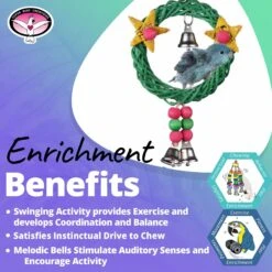 Super Bird Creations Xmas Wreath Vine Swing Bird Toy -Sunny Decor Shop 656070 PT4. AC SS1800 V1684334487