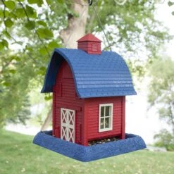North States Americana Barn Bird Feeder, Red & Blue -Sunny Decor Shop 659134 PT1. AC SS1800 V1664894149