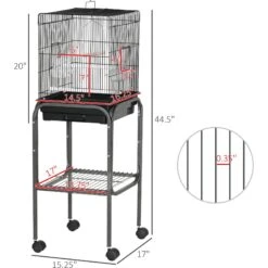 PawHut 44.5-in Metal Indoor Starter Kit Bird Cage -Sunny Decor Shop 660870 PT4. AC SS1800 V1664833362