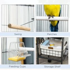 PawHut 44.5-in Metal Indoor Starter Kit Bird Cage -Sunny Decor Shop 660870 PT8. AC SS1800 V1664833103