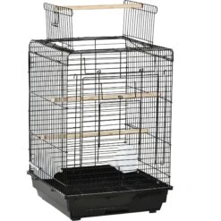 PawHut 28-in Steel With Open Play Top Bird Cage, Black