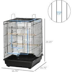 PawHut 28-in Steel With Open Play Top Bird Cage, Black -Sunny Decor Shop 660902 PT4. AC SS1800 V1664833487
