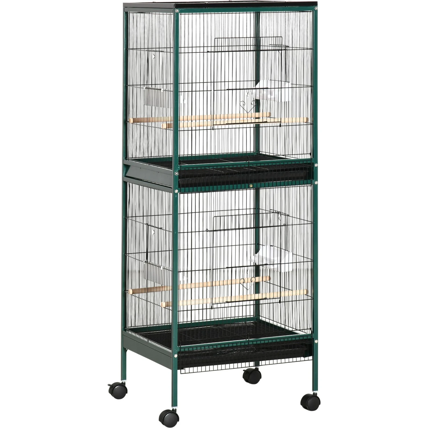 PawHut 55-in 2-in1 Aviary Bird Cage, Green 3 PawHut 55-in 2-in1 Aviary Bird Cage, Green