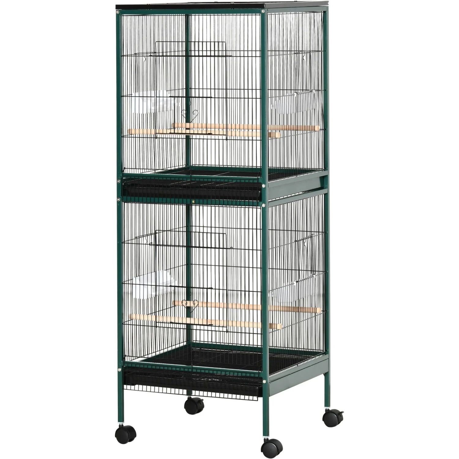 PawHut 55-in 2-in1 Aviary Bird Cage, Green 4 PawHut 55-in 2-in1 Aviary Bird Cage, Green - Image 2