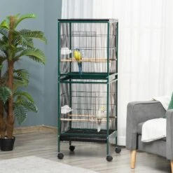 PawHut 55-in 2-in1 Aviary Bird Cage, Green 13 PawHut 55-in 2-in1 Aviary Bird Cage, Green -Sunny Decor Shop 660966 PT2. AC SS1800 V1664833619