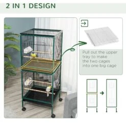 PawHut 55-in 2-in1 Aviary Bird Cage, Green 16 PawHut 55-in 2-in1 Aviary Bird Cage, Green -Sunny Decor Shop 660966 PT5. AC SS1800 V1664833489