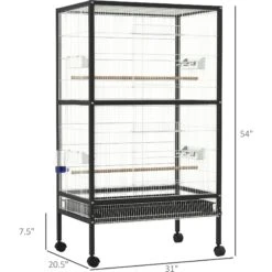 PawHut 54-in Extra Large Portable Rolling Iron Aviary Flight Bird Cage, Black -Sunny Decor Shop 660982 PT4. AC SS1800 V1664832767
