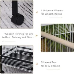 PawHut 54-in Extra Large Portable Rolling Iron Aviary Flight Bird Cage, Black -Sunny Decor Shop 660982 PT6. AC SS1800 V1664834032