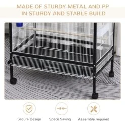 PawHut 54-in Extra Large Portable Rolling Iron Aviary Flight Bird Cage, Black -Sunny Decor Shop 660982 PT7. AC SS1800 V1664889886