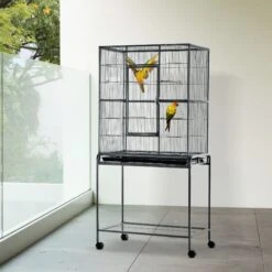 PawHut 30-in Rolling Metal Bird Cage, Black & Gray -Sunny Decor Shop 660998 PT3. AC SS1800 V1664894457