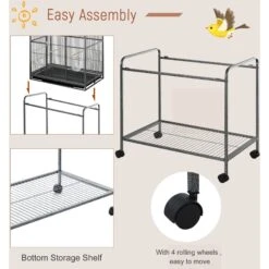PawHut 30-in Rolling Metal Bird Cage, Black & Gray -Sunny Decor Shop 660998 PT5. AC SS1800 V1664834809