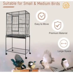 PawHut 30-in Rolling Metal Bird Cage, Black & Gray -Sunny Decor Shop 660998 PT8. AC SS1800 V1664832696