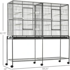 PawHut 65-in Double Rolling Metal Bird Cage, Black & Gray -Sunny Decor Shop 661014 PT2. AC SS1800 V1664833430