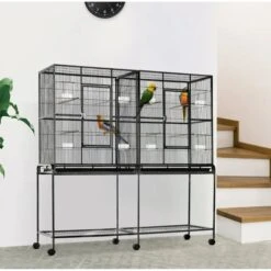 PawHut 65-in Double Rolling Metal Bird Cage, Black & Gray -Sunny Decor Shop 661014 PT3. AC SS1800 V1664832465