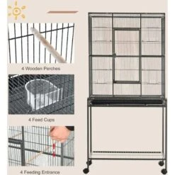 PawHut 65-in Double Rolling Metal Bird Cage, Black & Gray -Sunny Decor Shop 661014 PT4. AC SS1800 V1664892766