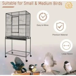 PawHut 65-in Double Rolling Metal Bird Cage, Black & Gray -Sunny Decor Shop 661014 PT5. AC SS1800 V1664832764